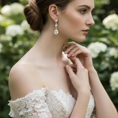 Cubic Zirconia Collection - Eternally Crystal Earrings - (Silver)- ER317