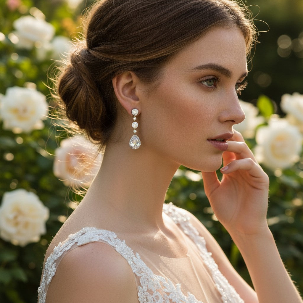 Cubic Zirconia Collection - Eternally Crystal Earrings - (Silver)- ER317