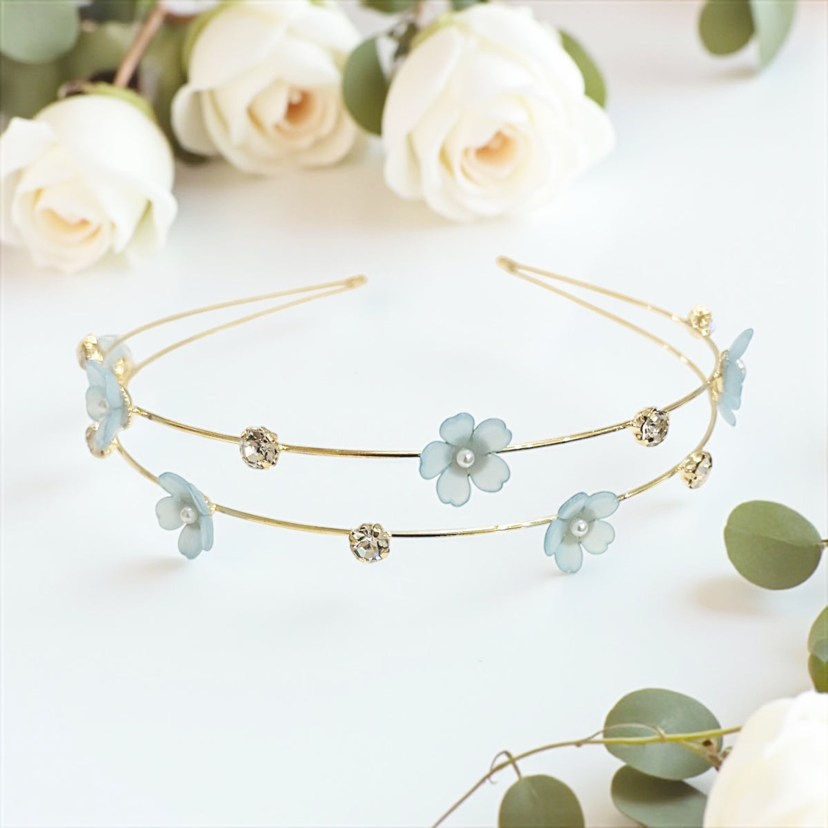 ATHENA COLLECTION - FLORAL BRIDESMAID HEADBAND - AHB223 AQUA