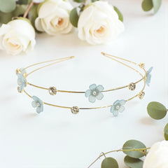 ATHENA COLLECTION - FLORAL BRIDESMAID HEADBAND - AHB223 AQUA
