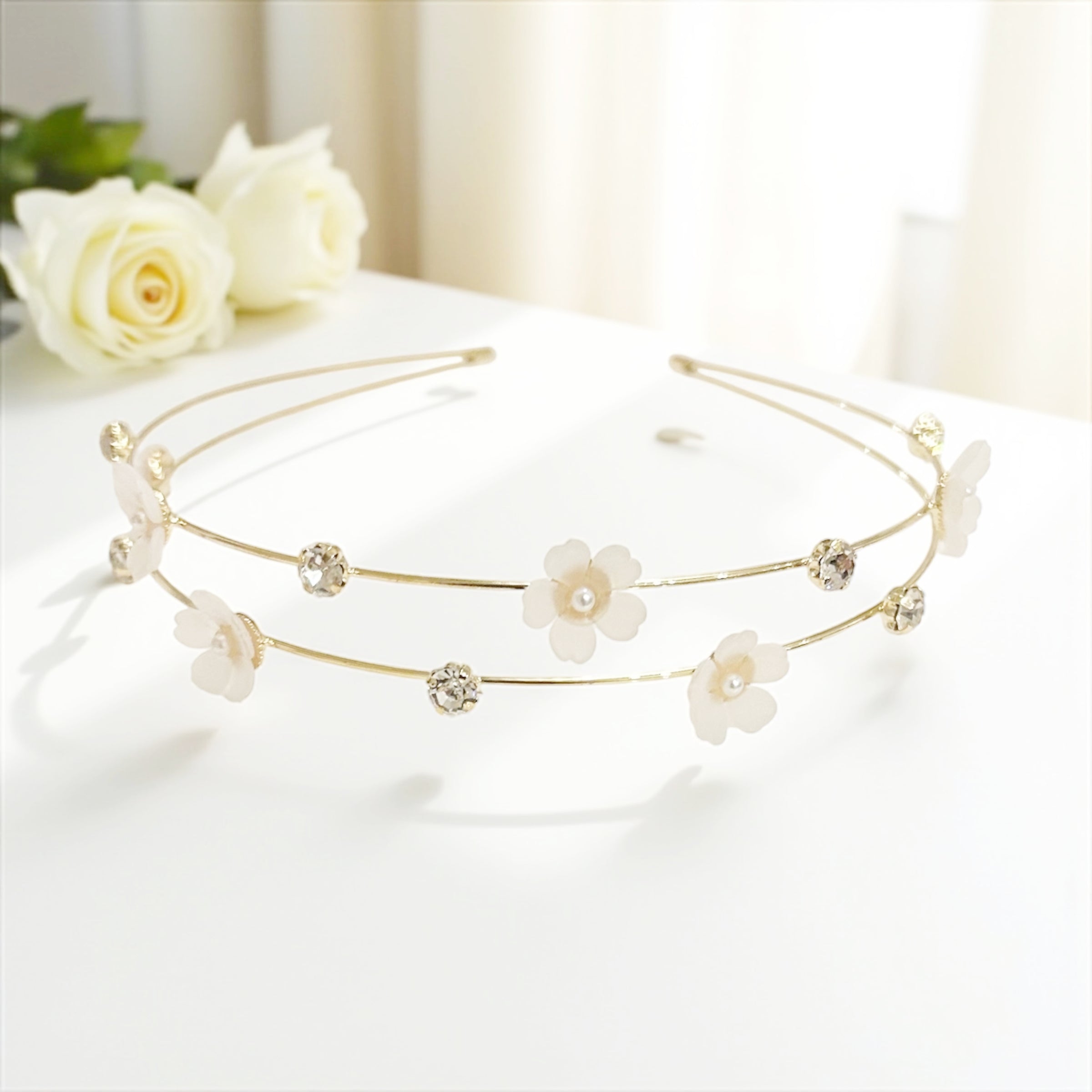 ATHENA COLLECTION - FLORAL BRIDESMAID HEADBAND - AHB223 IVORY