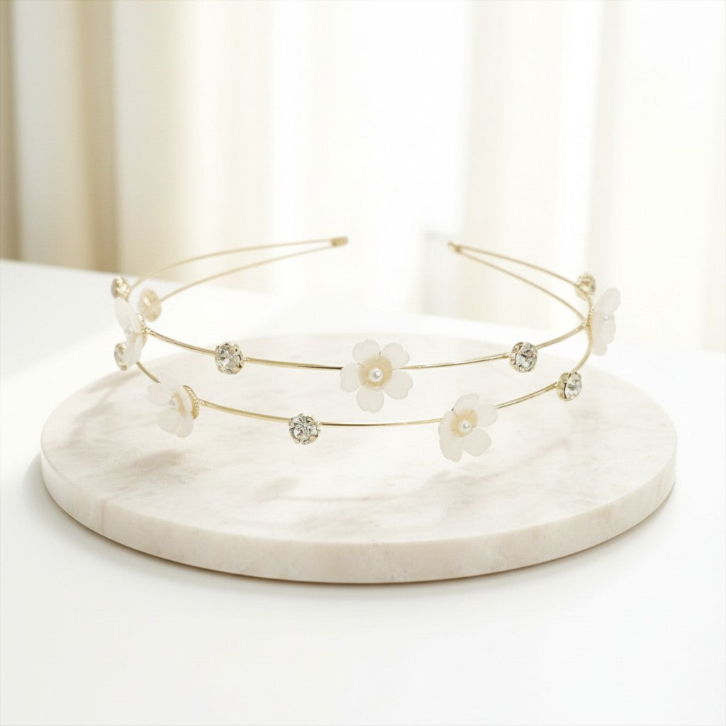 ATHENA COLLECTION - FLORAL BRIDESMAID HEADBAND - AHB223 IVORY