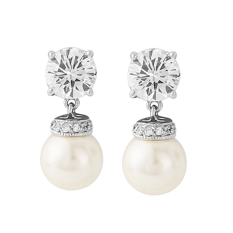 Cubic Zirconia - Forever Pearl Earrings - ER319