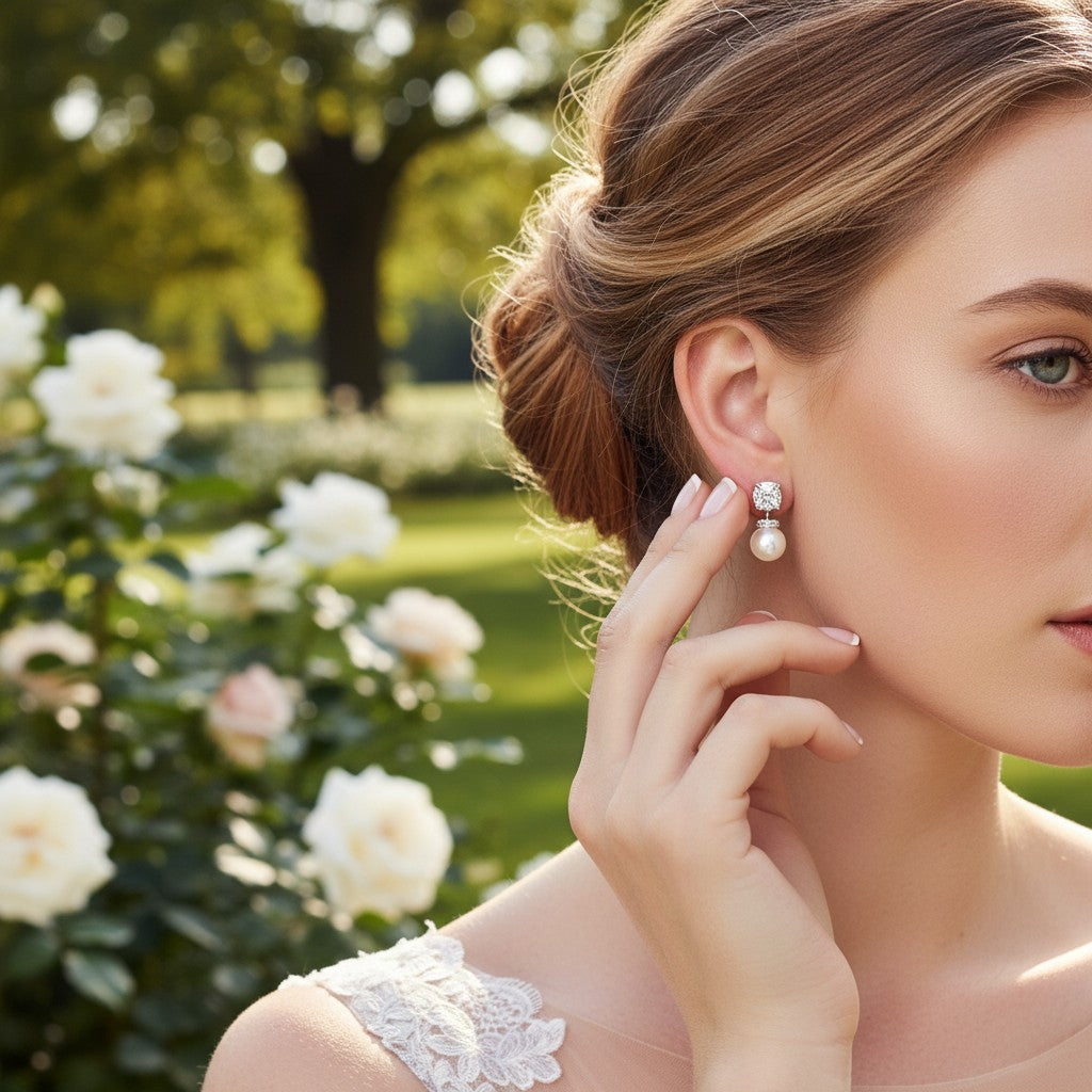 Cubic Zirconia - Forever Pearl Earrings - ER319