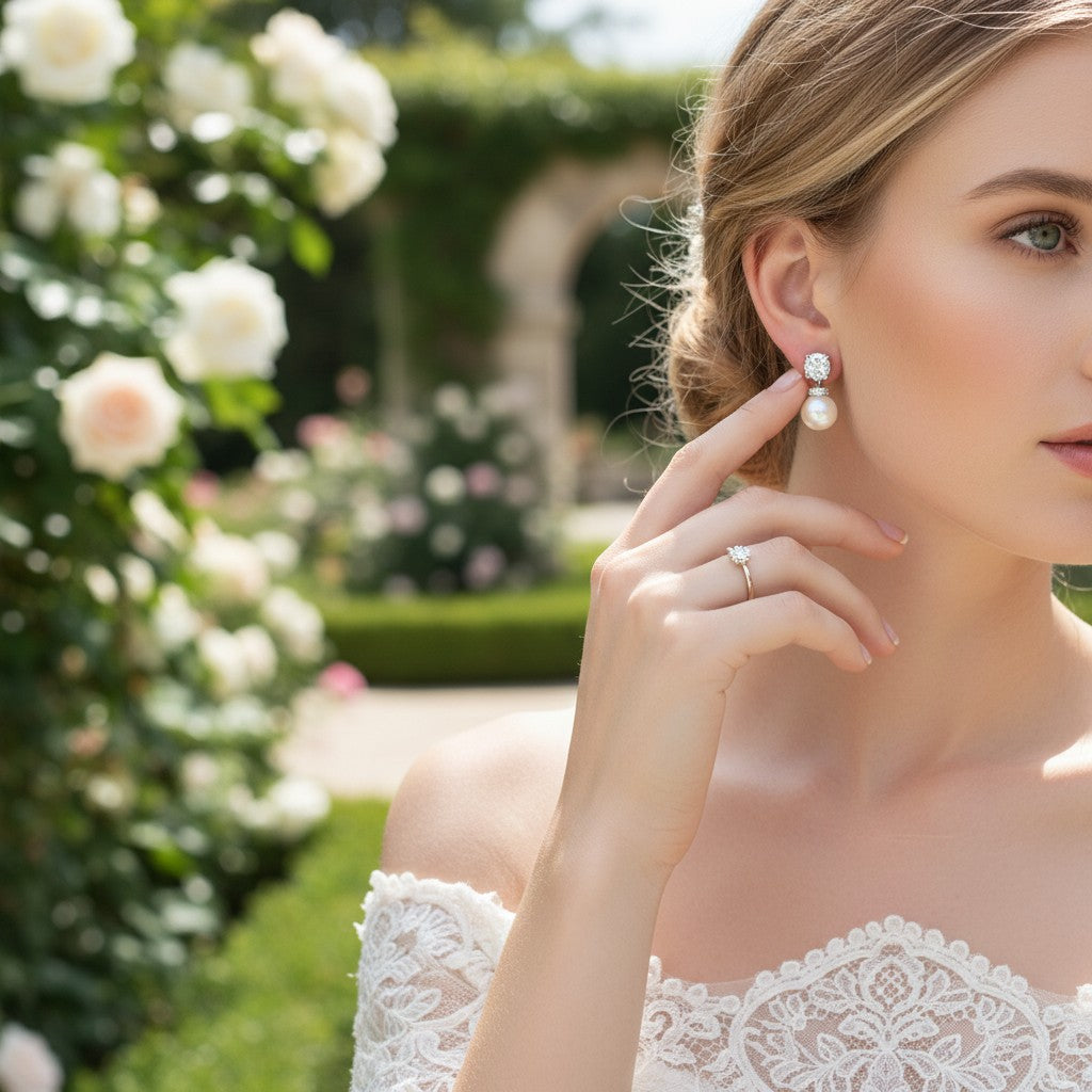 Cubic Zirconia - Forever Pearl Earrings - ER319