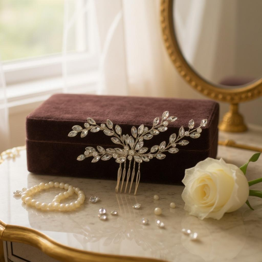 ATHENA COLLECTION - CRYSTAL VINE HAIR COMB - HC309 SILVER