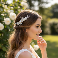 ATHENA COLLECTION - SIMPLY CHIC PEARL COMB - HC310 SILVER