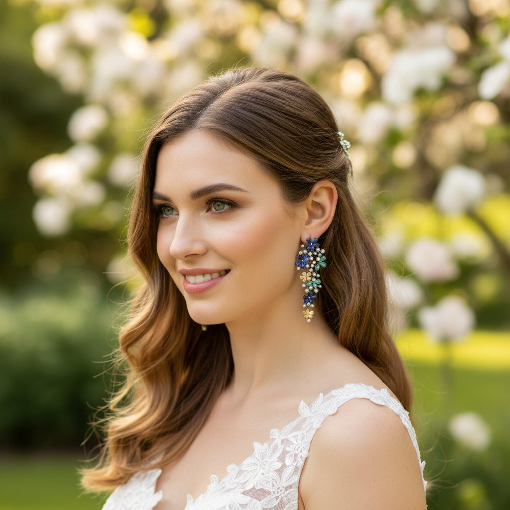 CUBIC ZIRCONIA COLLECTION - EXQUISITE WATERFALL EARRINGS - CZER912 MULTI