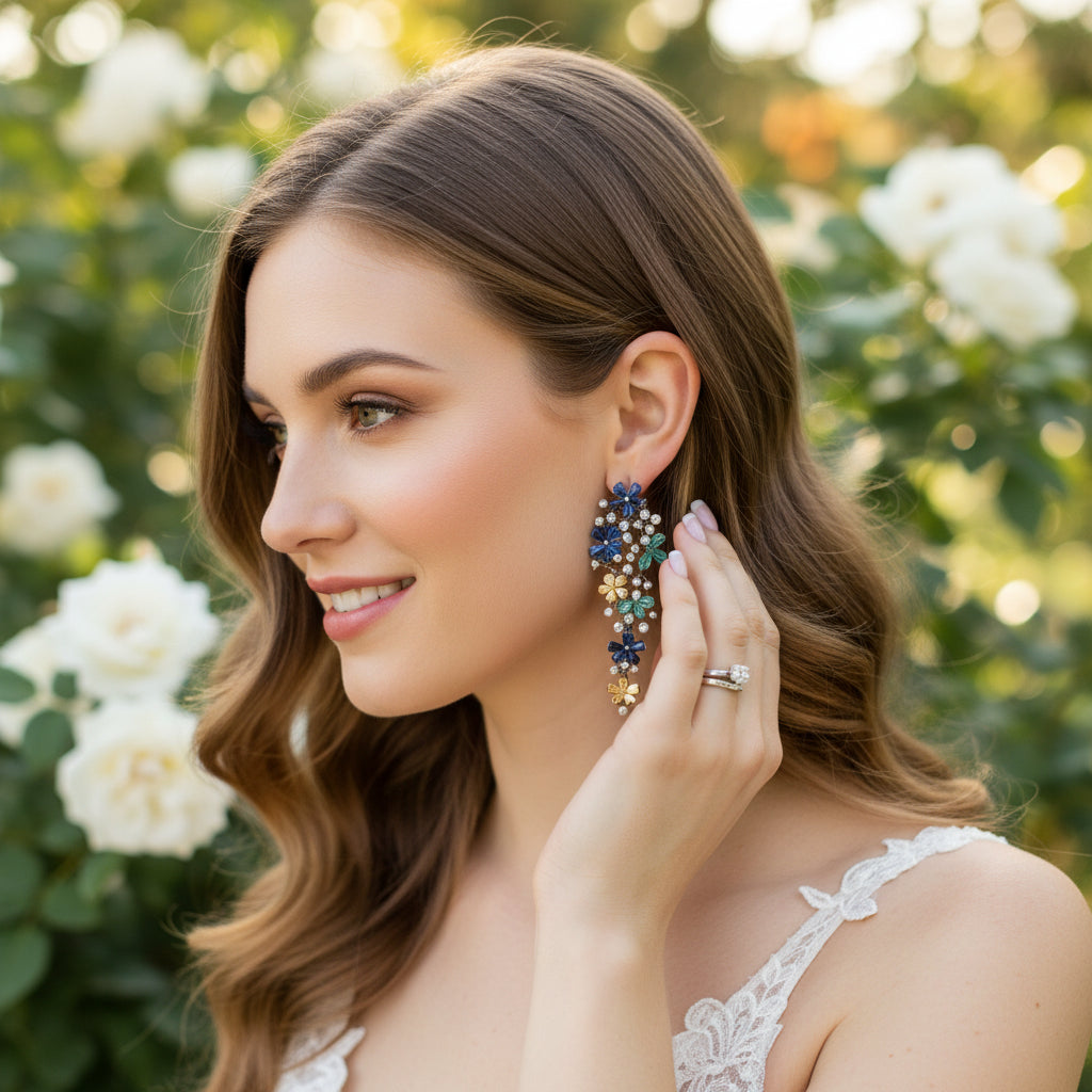 CUBIC ZIRCONIA COLLECTION - EXQUISITE WATERFALL EARRINGS - CZER912 MULTI