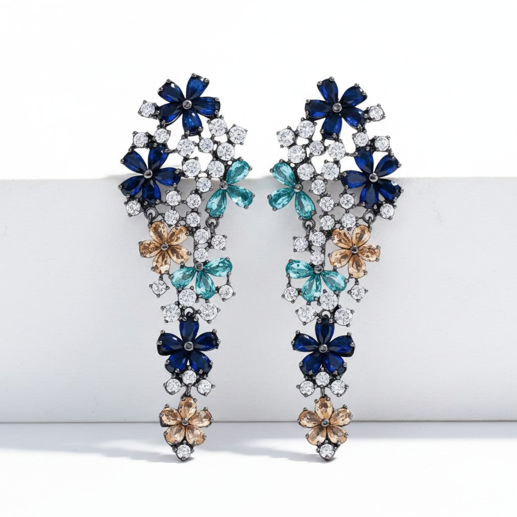 CUBIC ZIRCONIA COLLECTION - EXQUISITE WATERFALL EARRINGS - CZER912 MULTI
