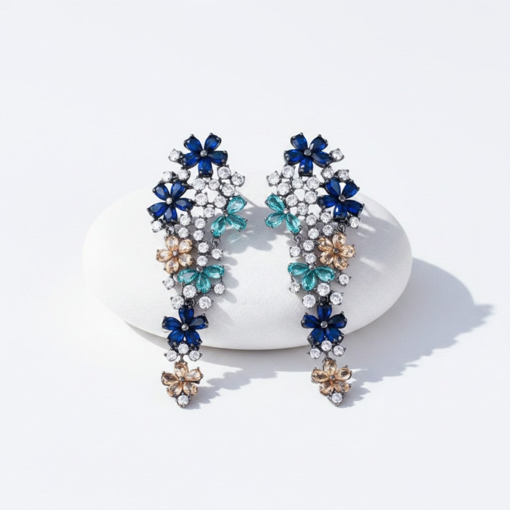 CUBIC ZIRCONIA COLLECTION - EXQUISITE WATERFALL EARRINGS - CZER912 MULTI