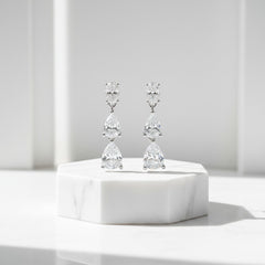 CUBIC ZIRCONIA COLLECTION - SIMULATED DIAMOND DROP EARRINGS -CZER914 SILVER
