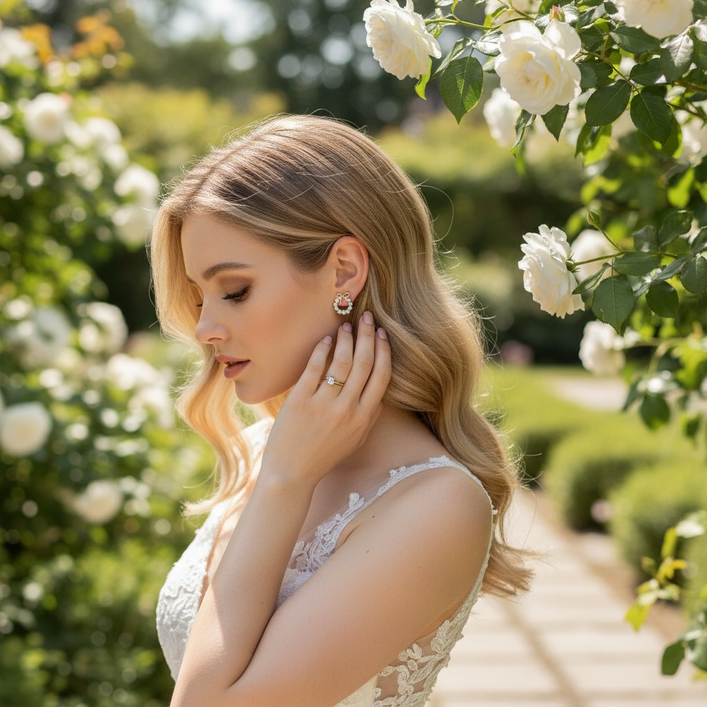 ATHENA COLLECTION - CHIC PEARL BOW EARRINGS - CZER915 GOLD
