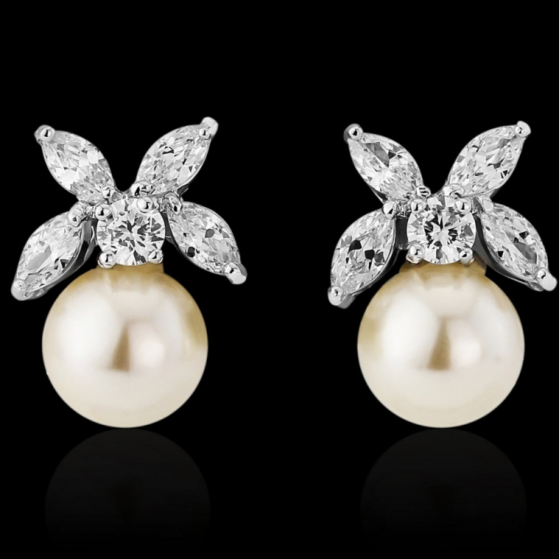 Cubic Zirconia Collection - Delicate Pearl Earrings - ER321