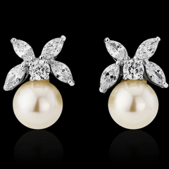 Cubic Zirconia Collection - Delicate Pearl Earrings - ER321
