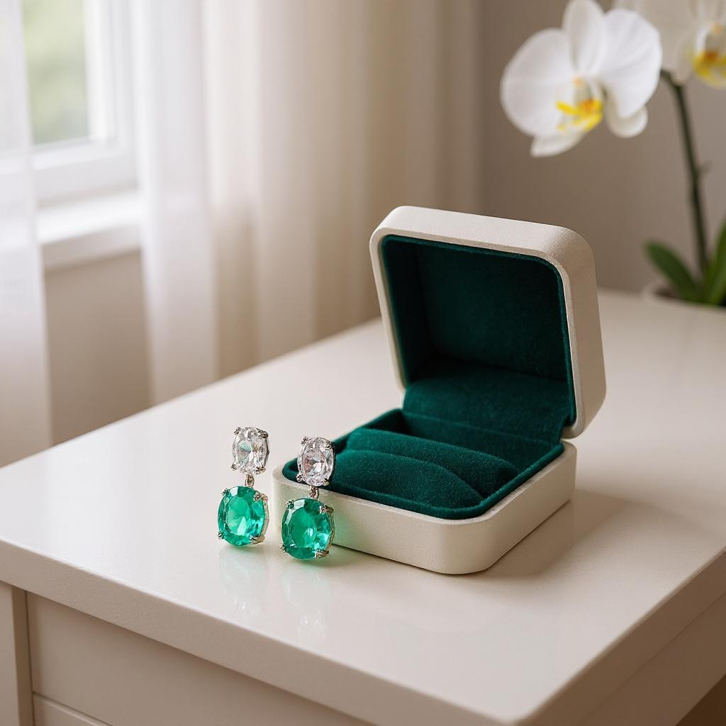 CUBIC ZIRCONIA COLLECTION - DAINTY CRYSTAL DROP EARRINGS -CZER916