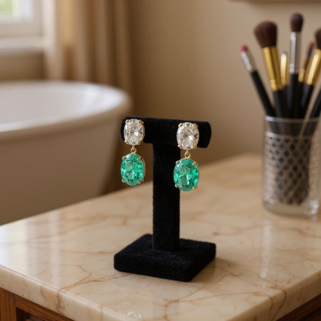 CUBIC ZIRCONIA COLLECTION - DAINTY CRYSTAL DROP EARRINGS -CZER916