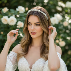 ATHENA COLLECTION - LUXE PEARL CLUSTER HEADBAND - AHB226 SILVER