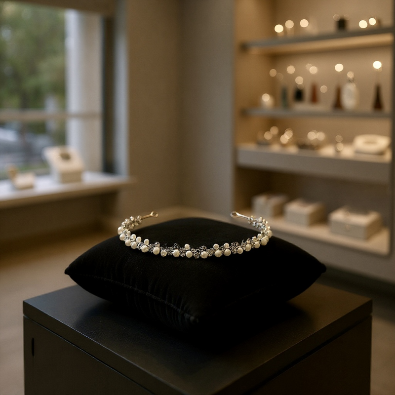 ATHENA COLLECTION - LUXE PEARL CLUSTER HEADBAND - AHB226 SILVER