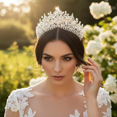ATHENA COLLECTION - LUXE CRYSTAL TIARA - AHB229 SILVER