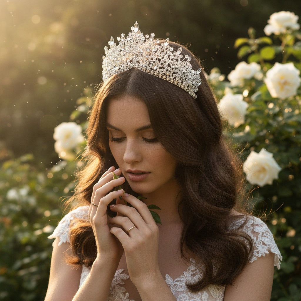 ATHENA COLLECTION - LUXE CRYSTAL TIARA - AHB229 SILVER