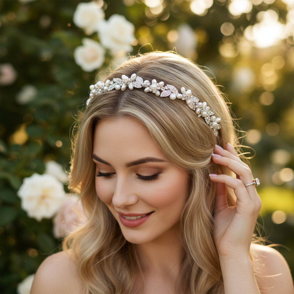 Pearlie - Chic Freshwater Pearl Vine Headband -  HDB21 - SASSB