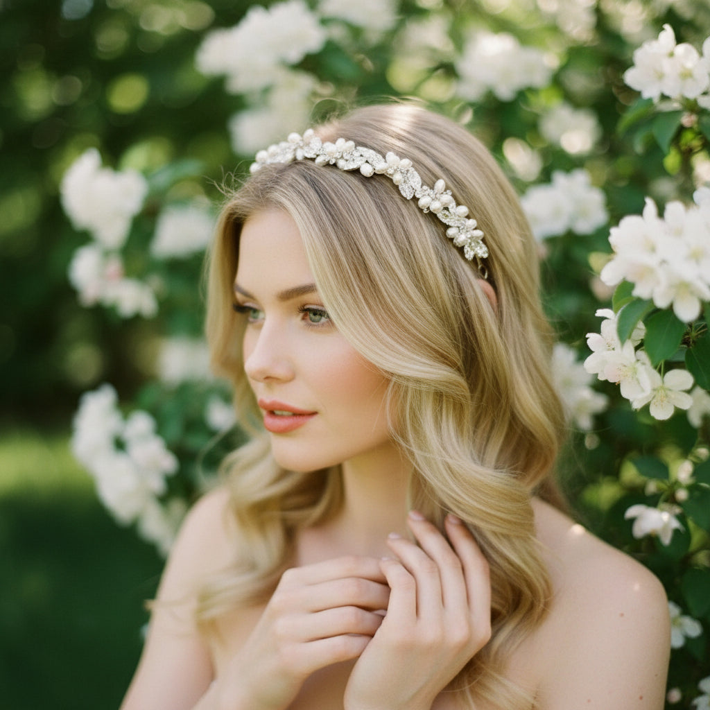 Pearlie - Chic Freshwater Pearl Vine Headband -  HDB21 - SASSB