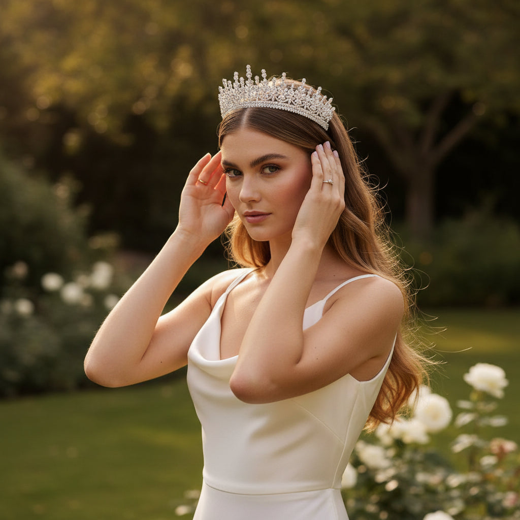 CUBIC ZIRCONIA COLLECTION - STARLET CRYSTAL TIARA - AHB231