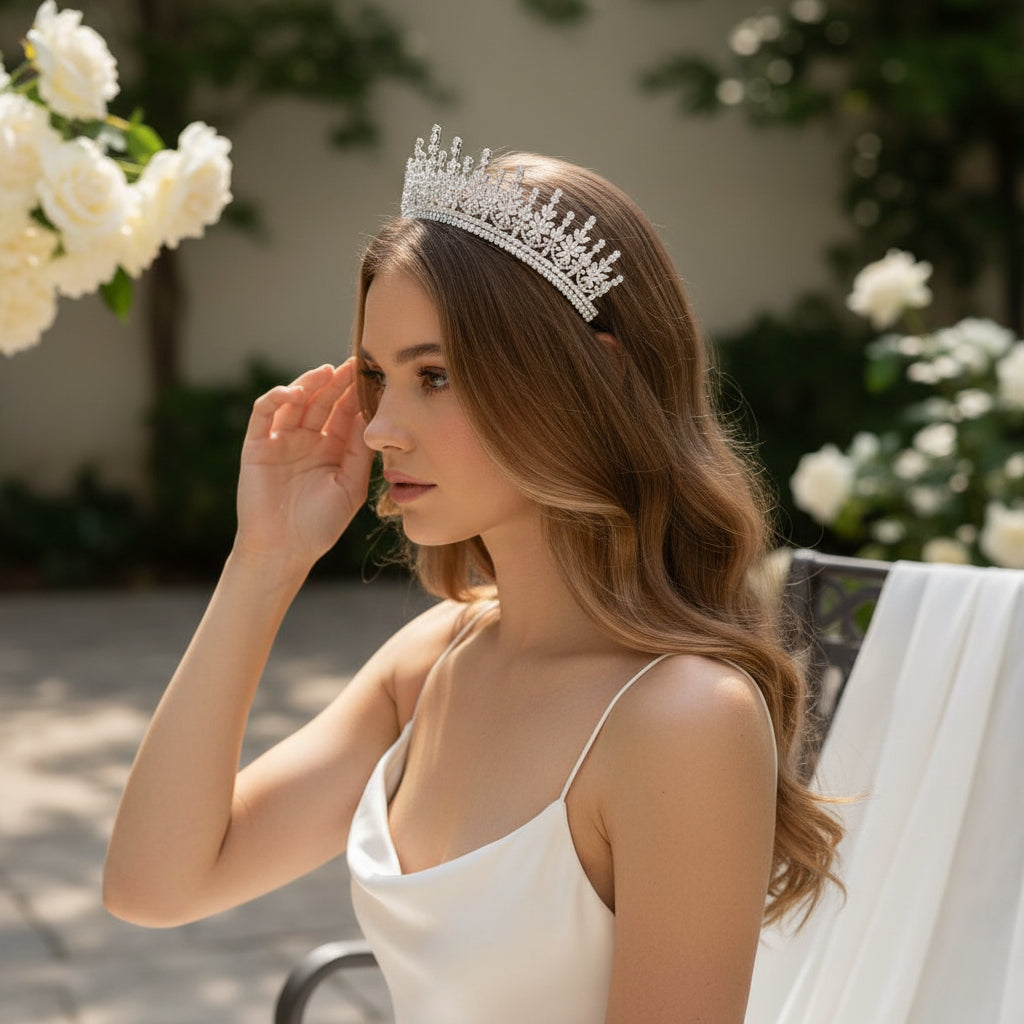 CUBIC ZIRCONIA COLLECTION - STARLET CRYSTAL TIARA - AHB231