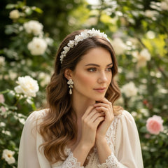 ATHENA COLLECTION - CHIC FLOWER HEADBAND SET - AHB234 SILVER