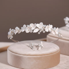 ATHENA COLLECTION - CHIC FLOWER HEADBAND SET - AHB234 SILVER