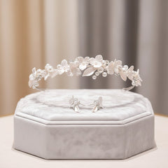 ATHENA COLLECTION - CHIC FLOWER HEADBAND SET - AHB234 SILVER