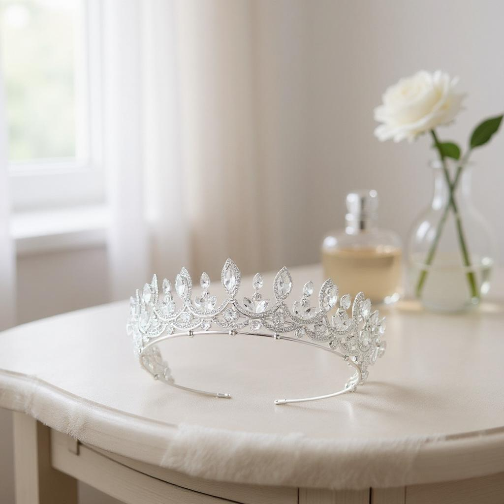 CUBIC ZIRCONIA COLLECTION -EXQUISITE REGAL TIARA - AHB235