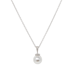 Cubic Zirconia Collection - Chic Pearl Necklace - Ivory (CZNK10)