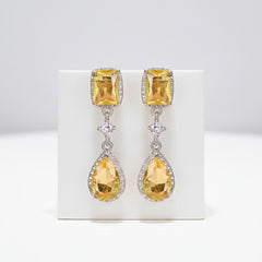 CUBIC ZIRCONIA COLLECTION - DAINTY SPARKLE EARRINGS - CZER919 YELLOW