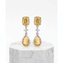 CUBIC ZIRCONIA COLLECTION - DAINTY SPARKLE EARRINGS - CZER919 YELLOW