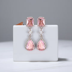 CUBIC ZIRCONIA COLLECTION - DAINTY SPARKLE EARRINGS - CZER919 PINK