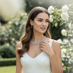 CUBIC ZIRCONIA COLLECTION - ART DECO NECKLACE SET - MULTI CZNK273