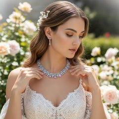 CUBIC ZIRCONIA COLLECTION - ART DECO NECKLACE SET - MULTI CZNK273