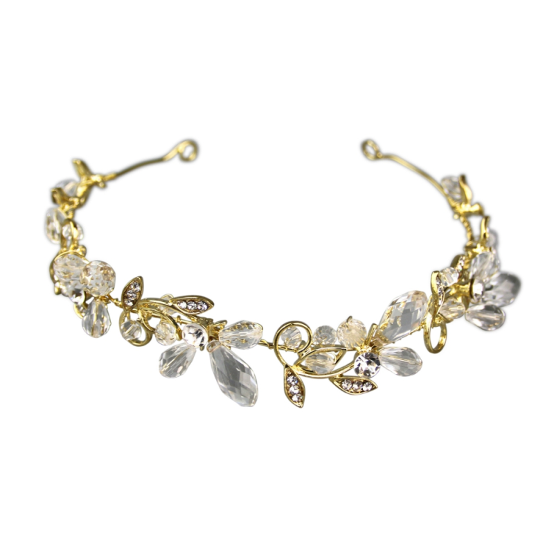 CUBIC ZIRCONIA COLLECTION - GRECIAN GOLD VINE HEADPIECE - AHB67 GOLD