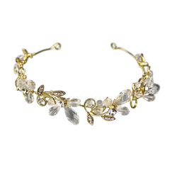 CUBIC ZIRCONIA COLLECTION - GRECIAN GOLD VINE HEADPIECE - AHB67 GOLD
