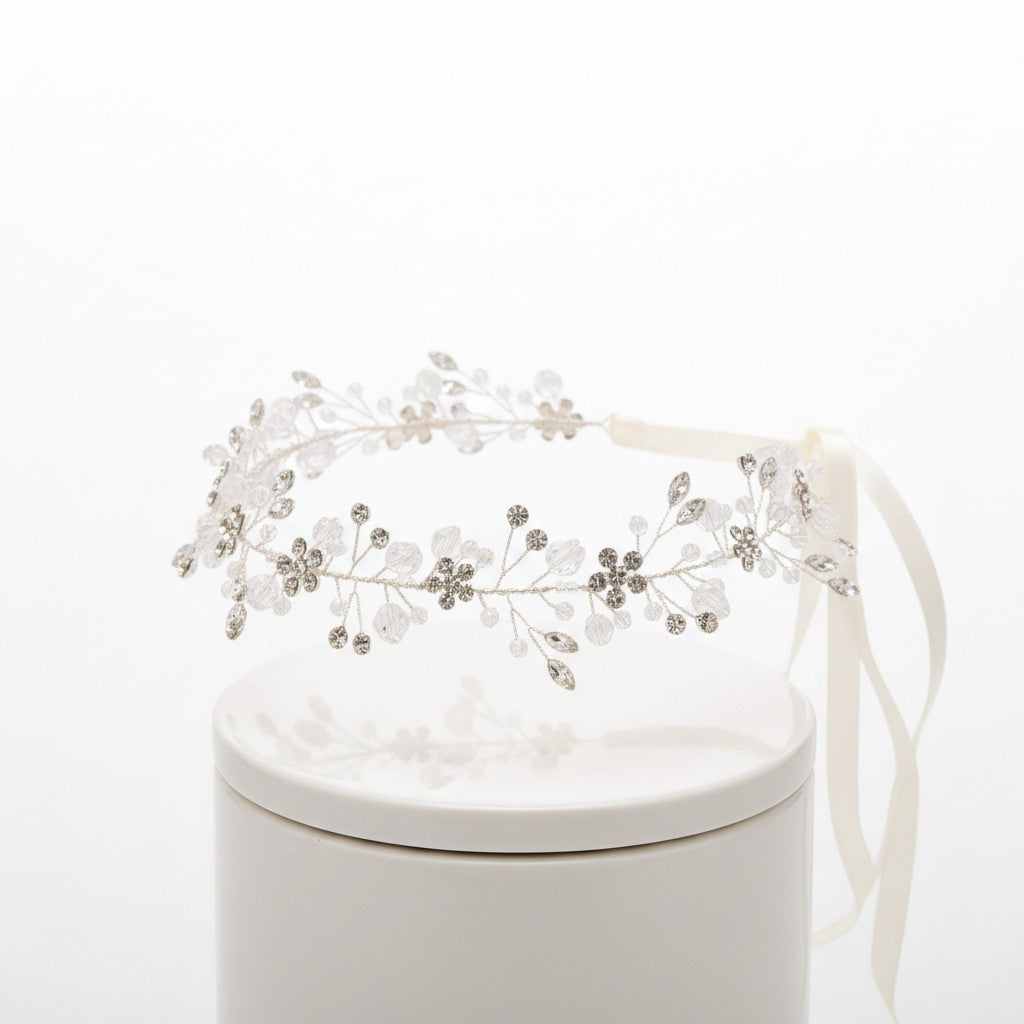 ATHENA COLLECTION - LUSH CRYSTAL HAIR VINE- HP191 SILVER