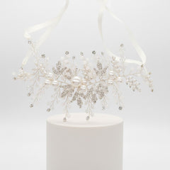 ATHENA COLLECTION - EXQUISITE PEARL HAIR VINE - HP198 SILVER