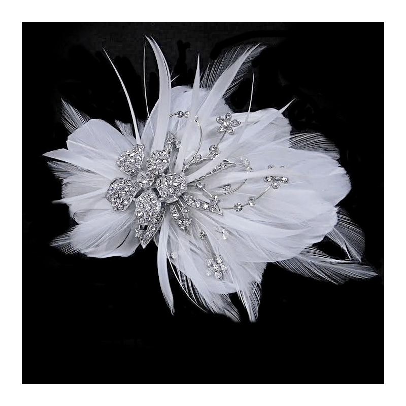 Seraphina Embellished Feather Headpiece HP22- White  -
