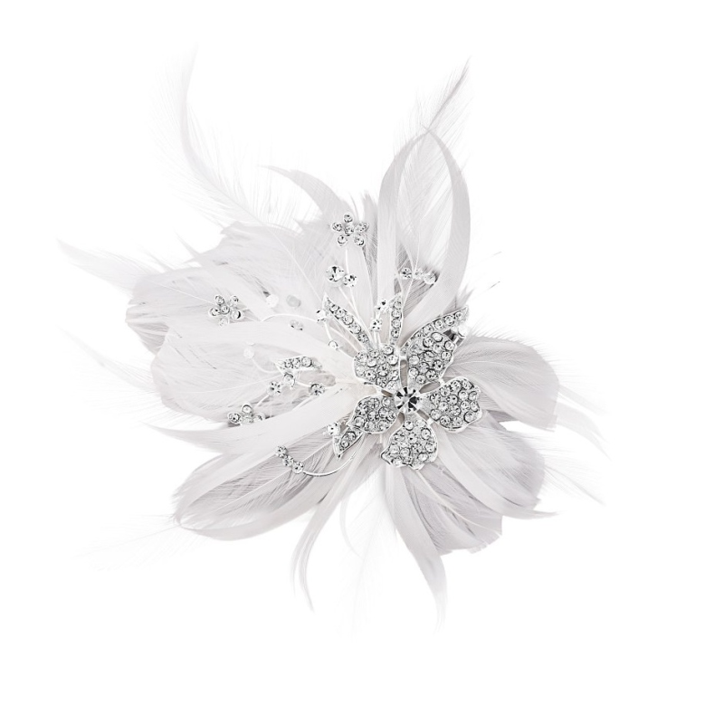 Seraphina Embellished Feather Headpiece HP22- White  -