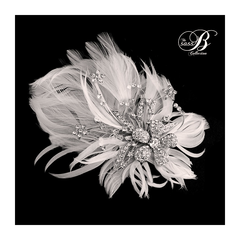 Seraphina Embellished Feather Headpiece HP22- SASSB - Ivory