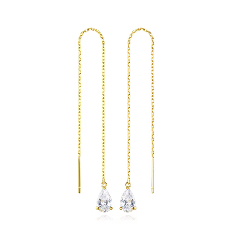 CUBIC ZIRCONIA COLLECTION - DIAMOND DROP EARRINGS - CZER920 18K GOLD PLATED