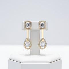CUBIC ZIRCONIA COLLECTION - ART DECO DROP EARRINGS - CZER921 GOLD
