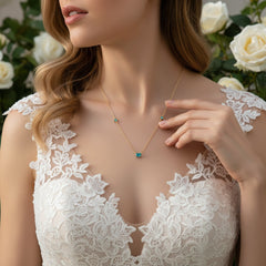CUBIC ZIRCONIA COLLECTION - DAINTY GEM NECKLACE - 925 STERLING SILVER -CZNK277