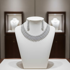 CUBIC ZIRCONIA COLLECTION - SHIMMERING STARLET NECKLACE SET - CZNK278